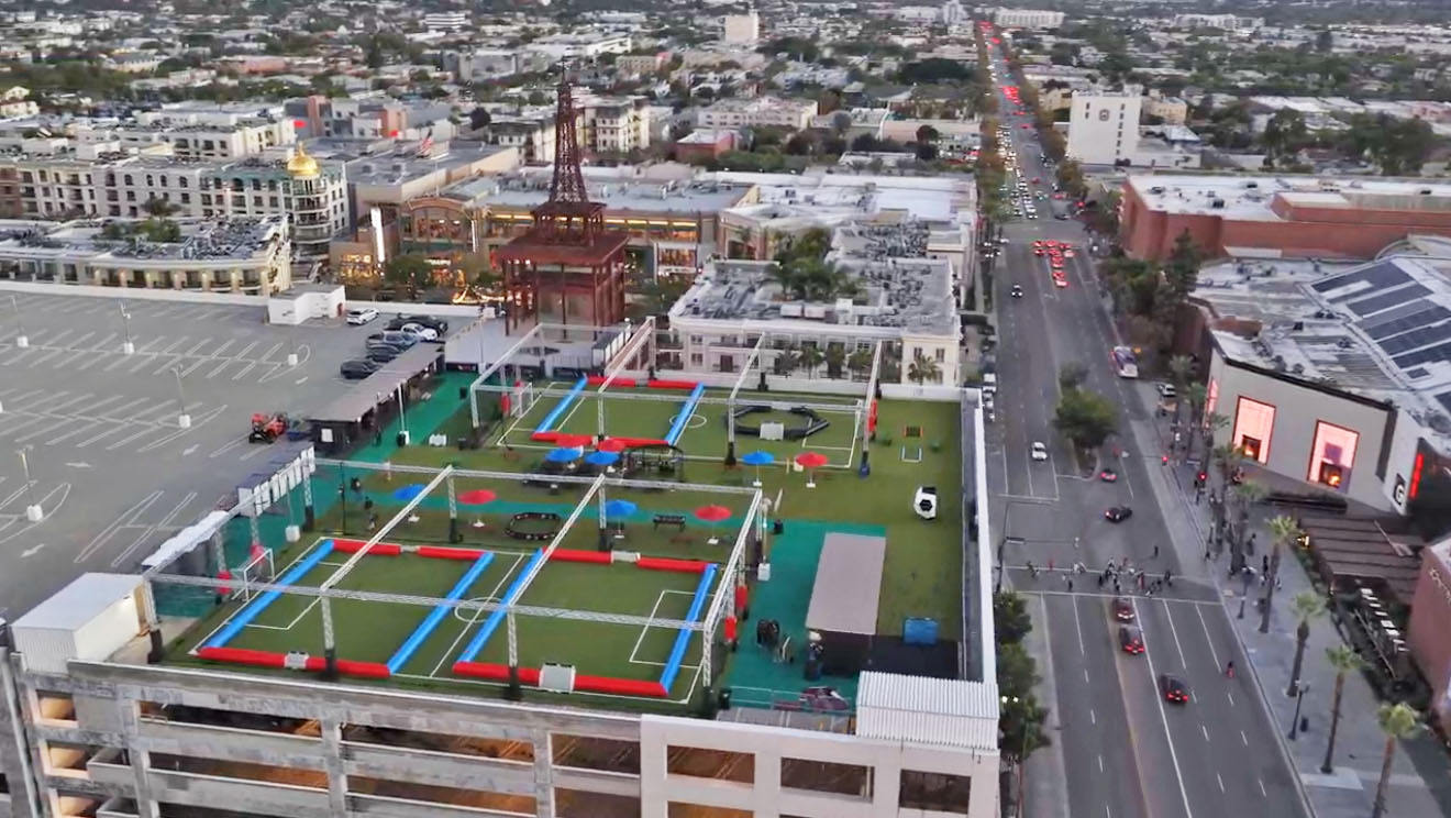 Aerial view of Skyline Pitch rooftop venue